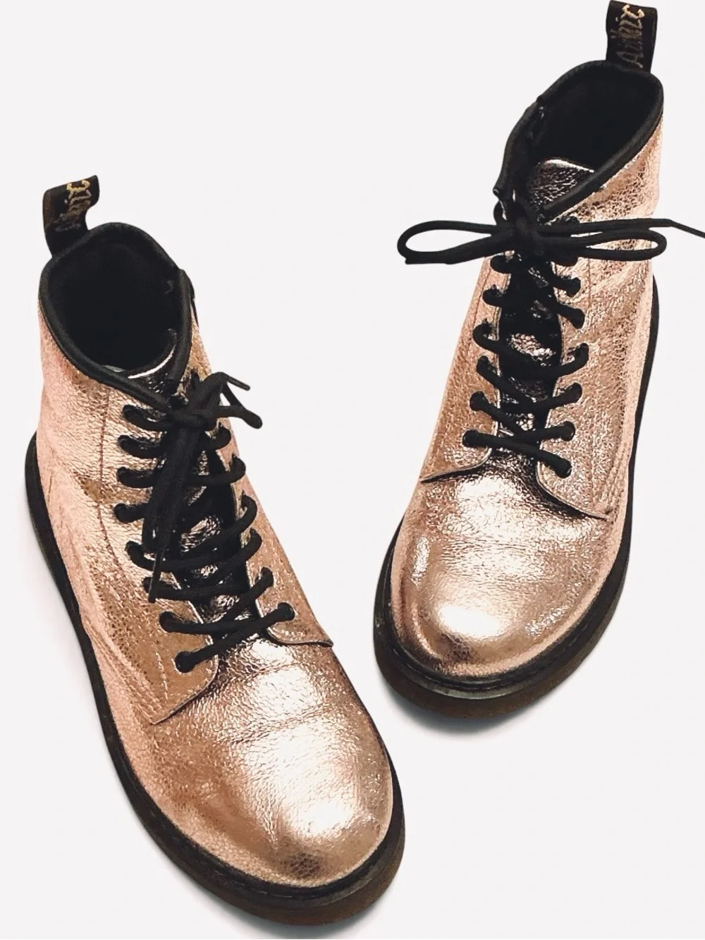 Dr.Martens 1460 Rose Pink Disco Crinkle Metallic Leather Boots Youth Size US 5